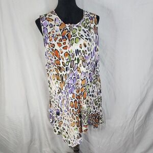 SEVEN ISLANDS Size 3X‎ Animal Print Zip Front Accent Swim Vacation Cover Up Tank